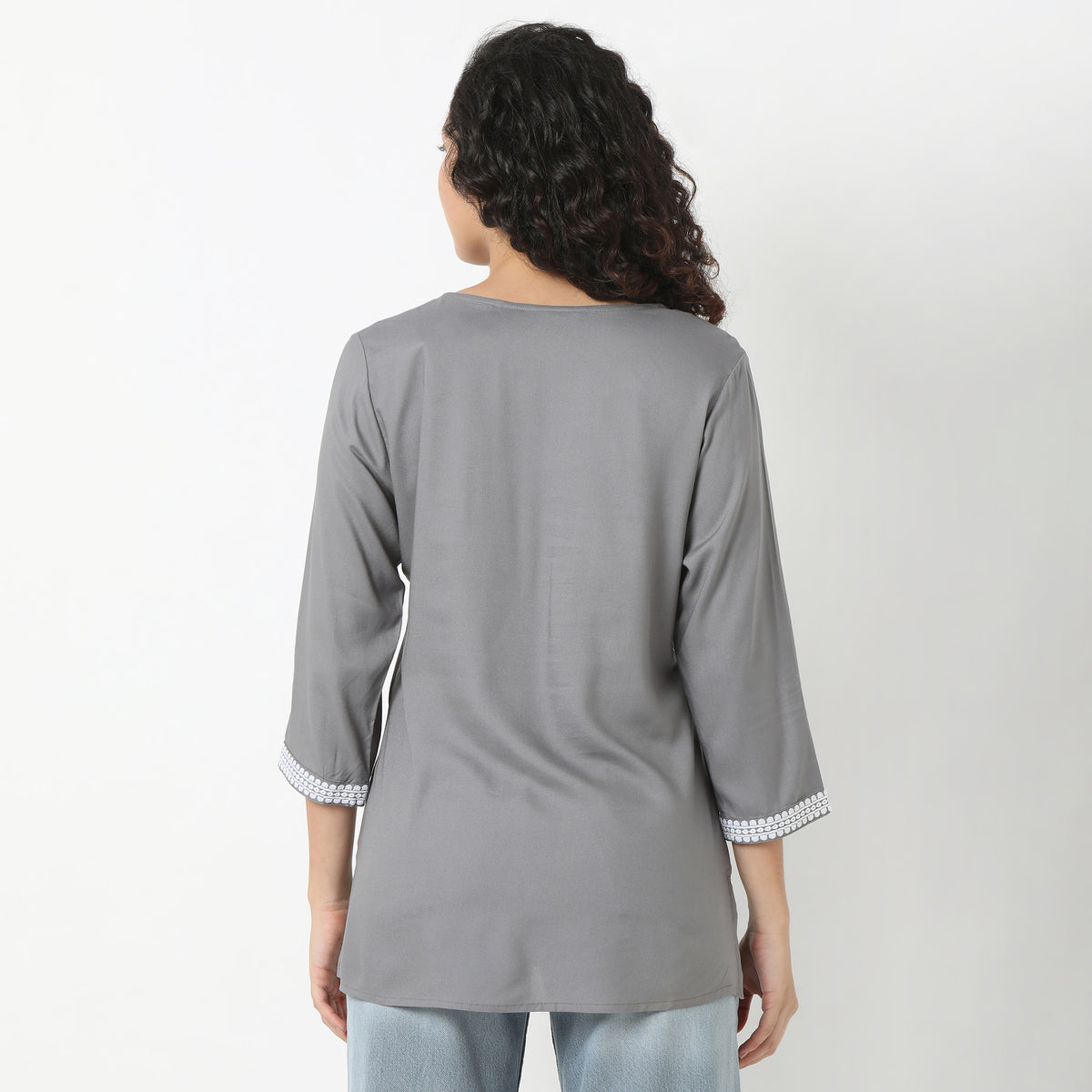 Flare Fit Embroidered Short Kurti