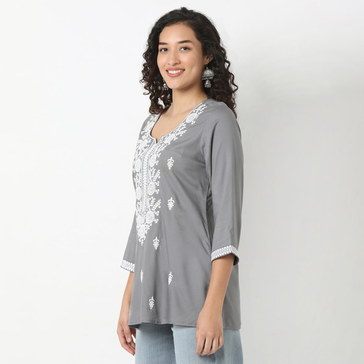 Flare Fit Embroidered Short Kurti