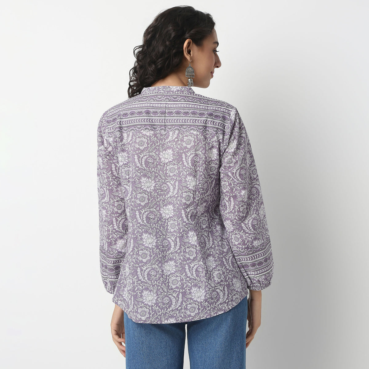 Tie-Up Above Knee Three-Fourth Sleeve Flare Fit Printed Kurta