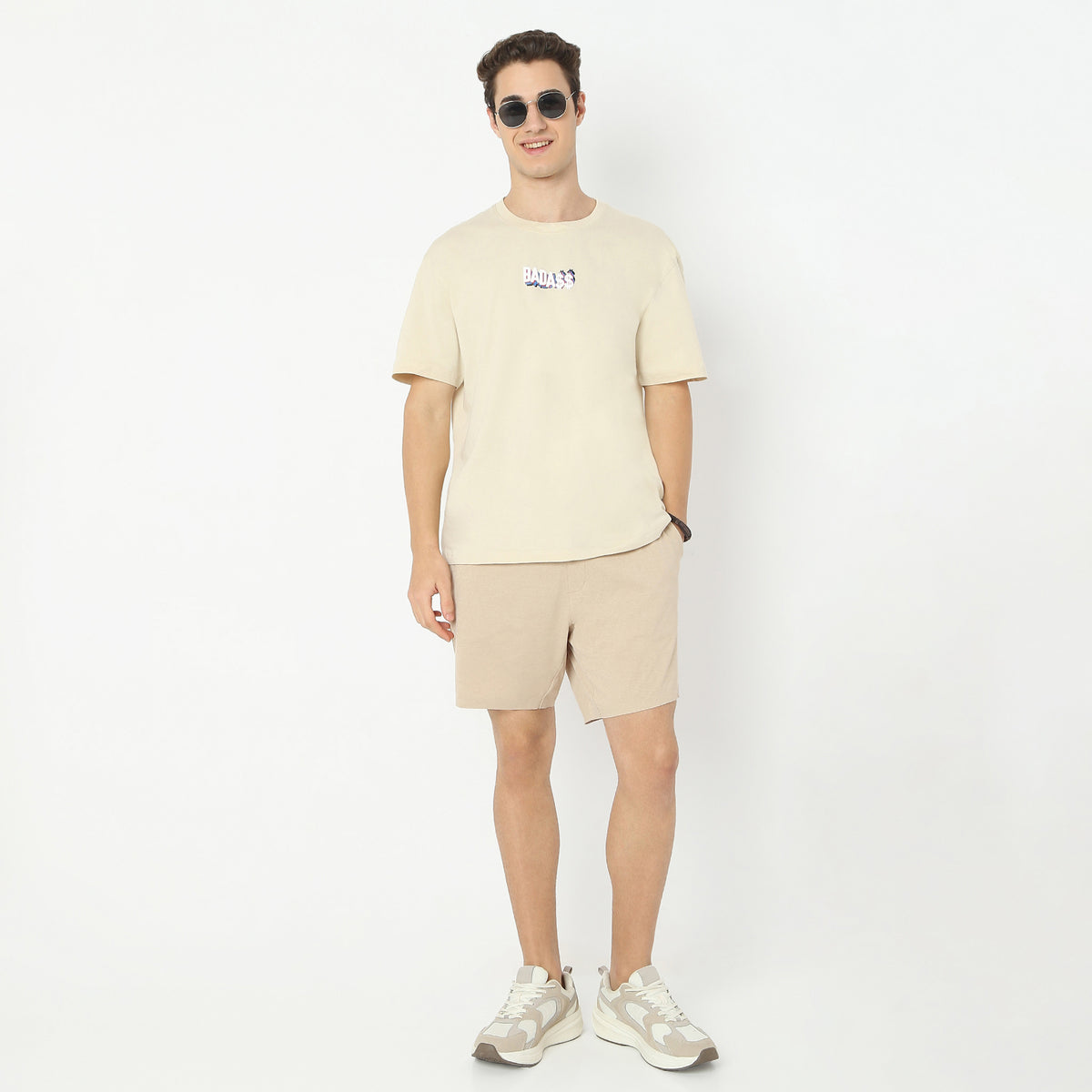 Oversize Graphic Crew Neck Modern Street Slogan T-Shirt