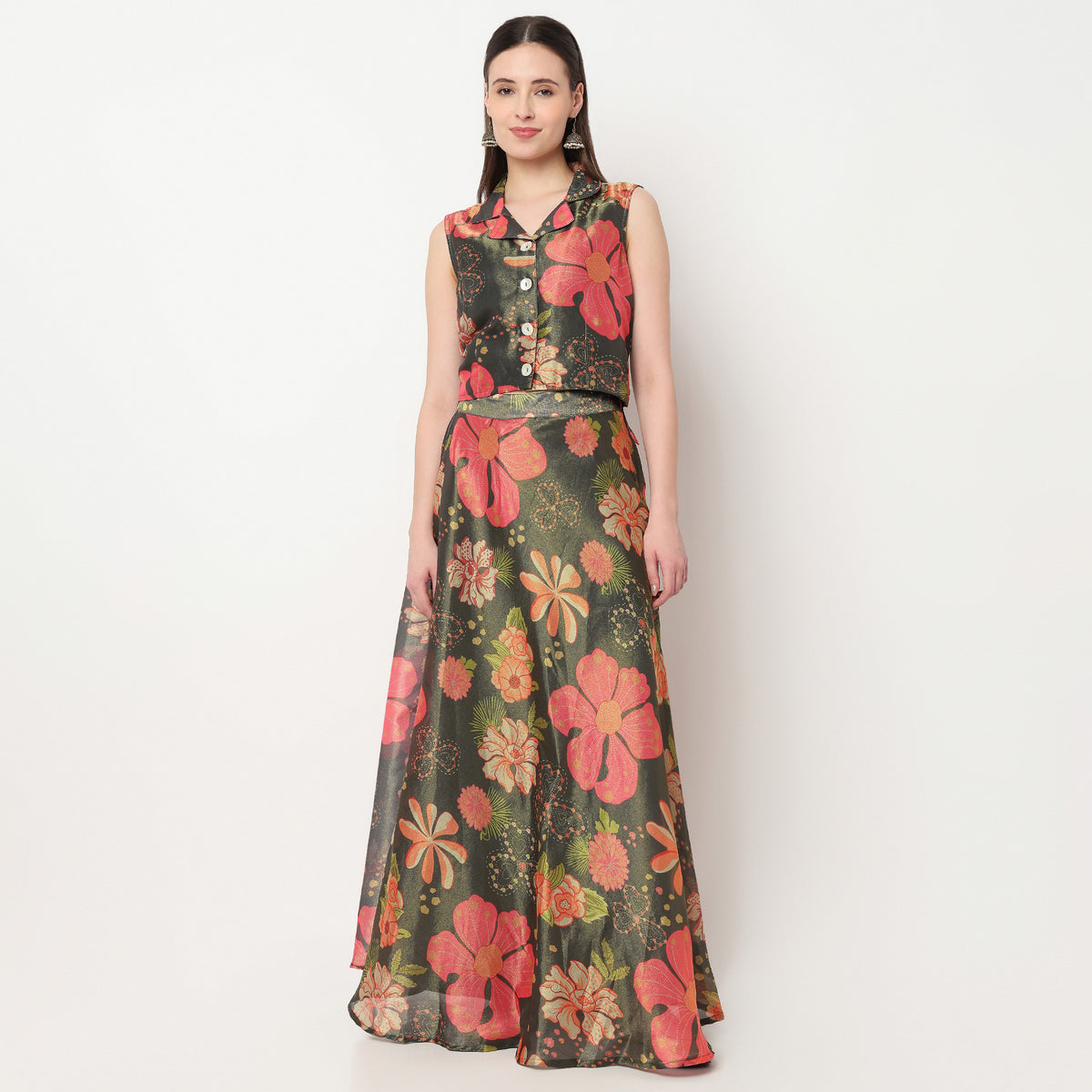 Printed Sleeveless Crop Top