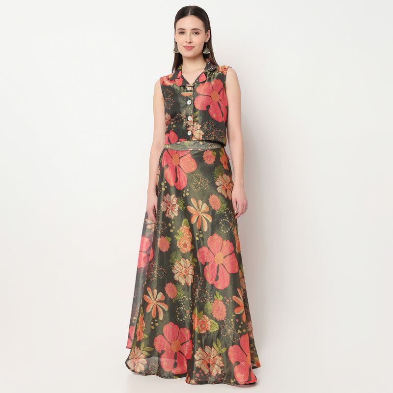 Printed Sleeveless Crop Top