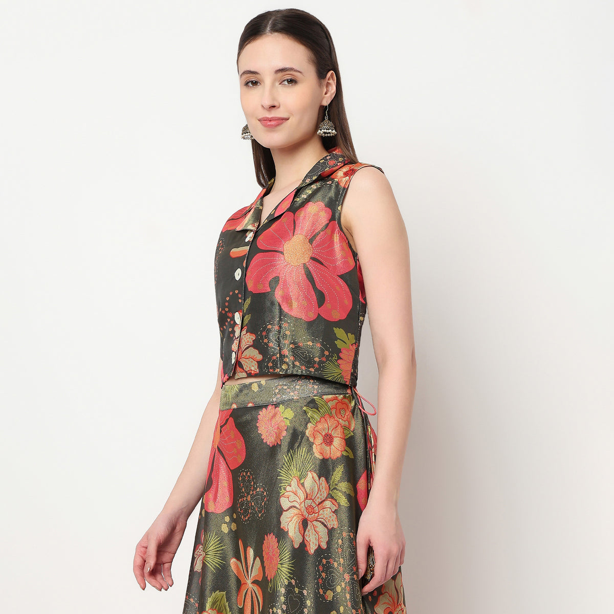 Printed Sleeveless Crop Top