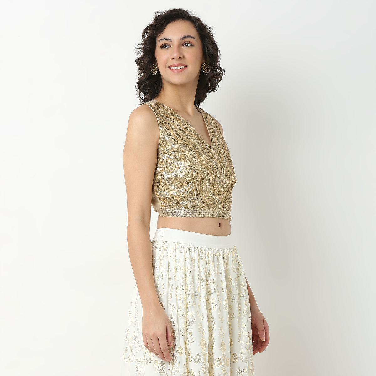 Embellished Polyester Crop Top