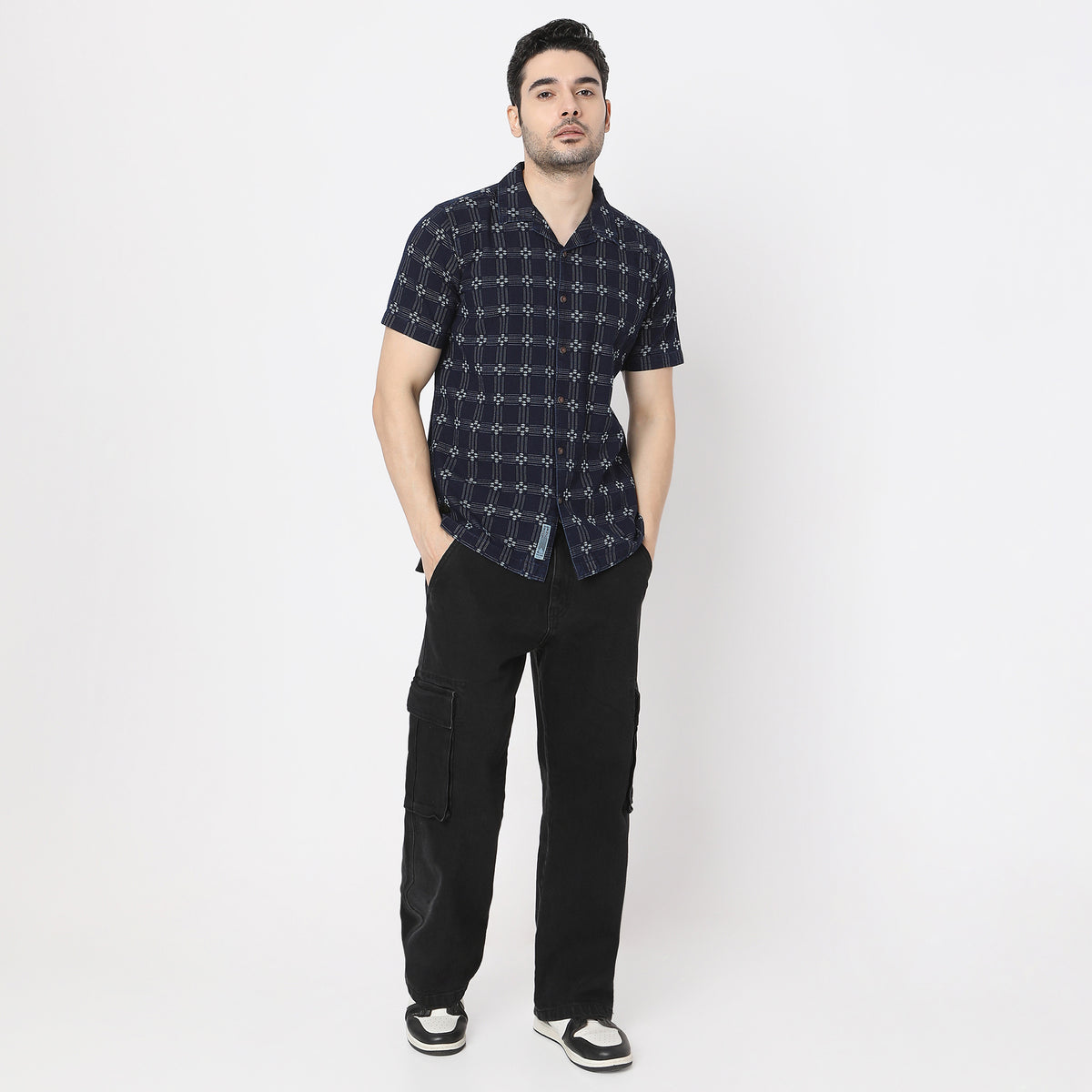 Structured Camp Collar Modern Explorer Mood Half Sleeve Shirt