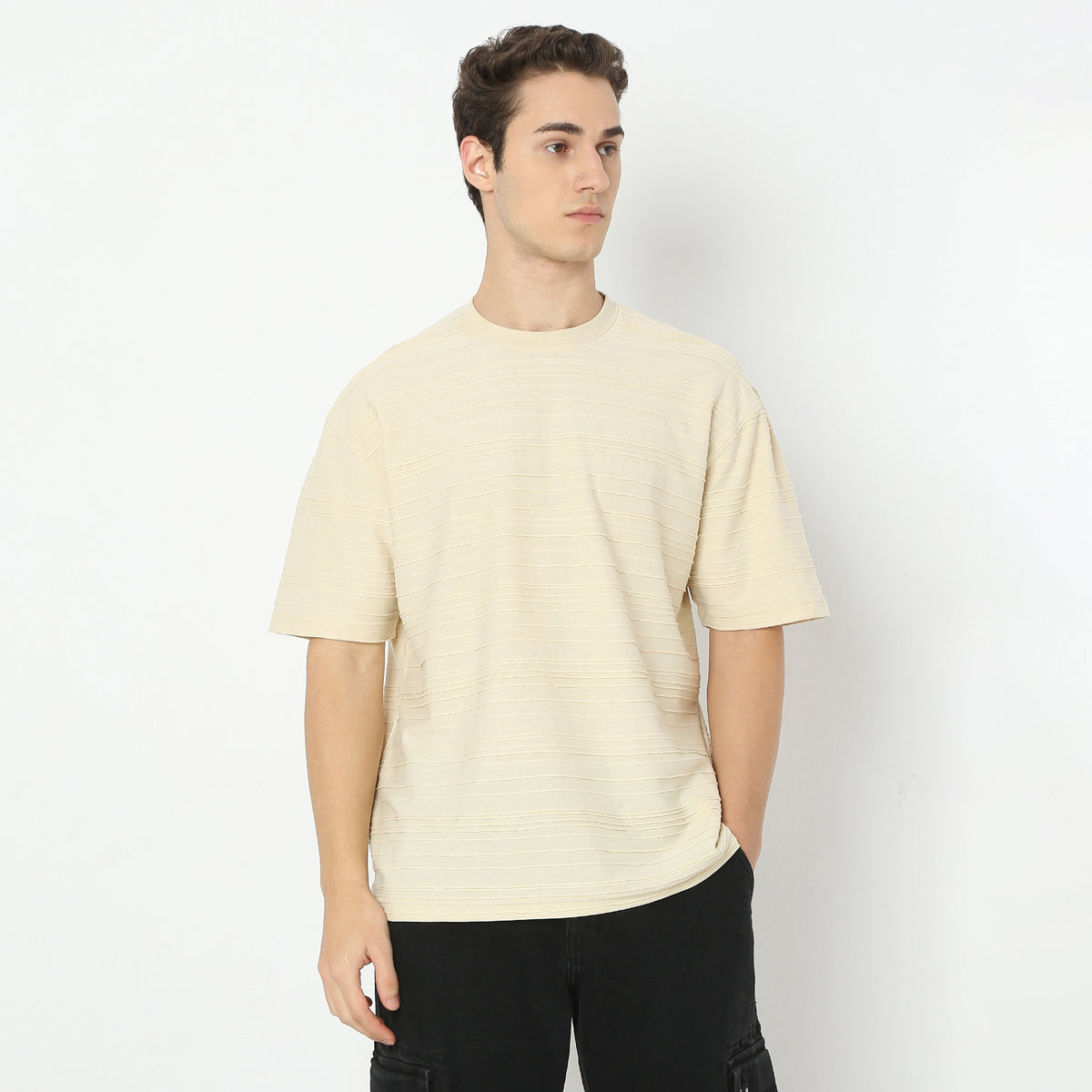 Oversize Structured Crew Neck Modern Explorer Baggy T-Shirt