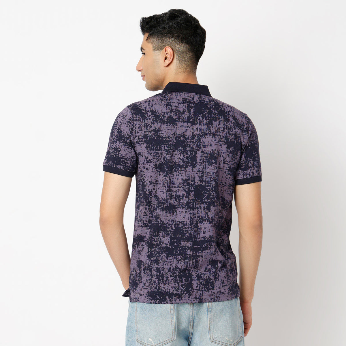 Regular Fit All Over Print Regular Length Polo T-Shirt