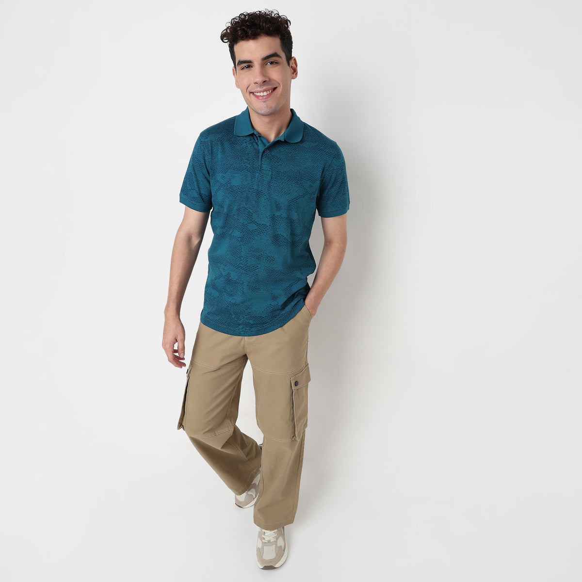Buy Men Regular Fit All Over Print Half Sleeve Polo T-Shirt  - Style Union