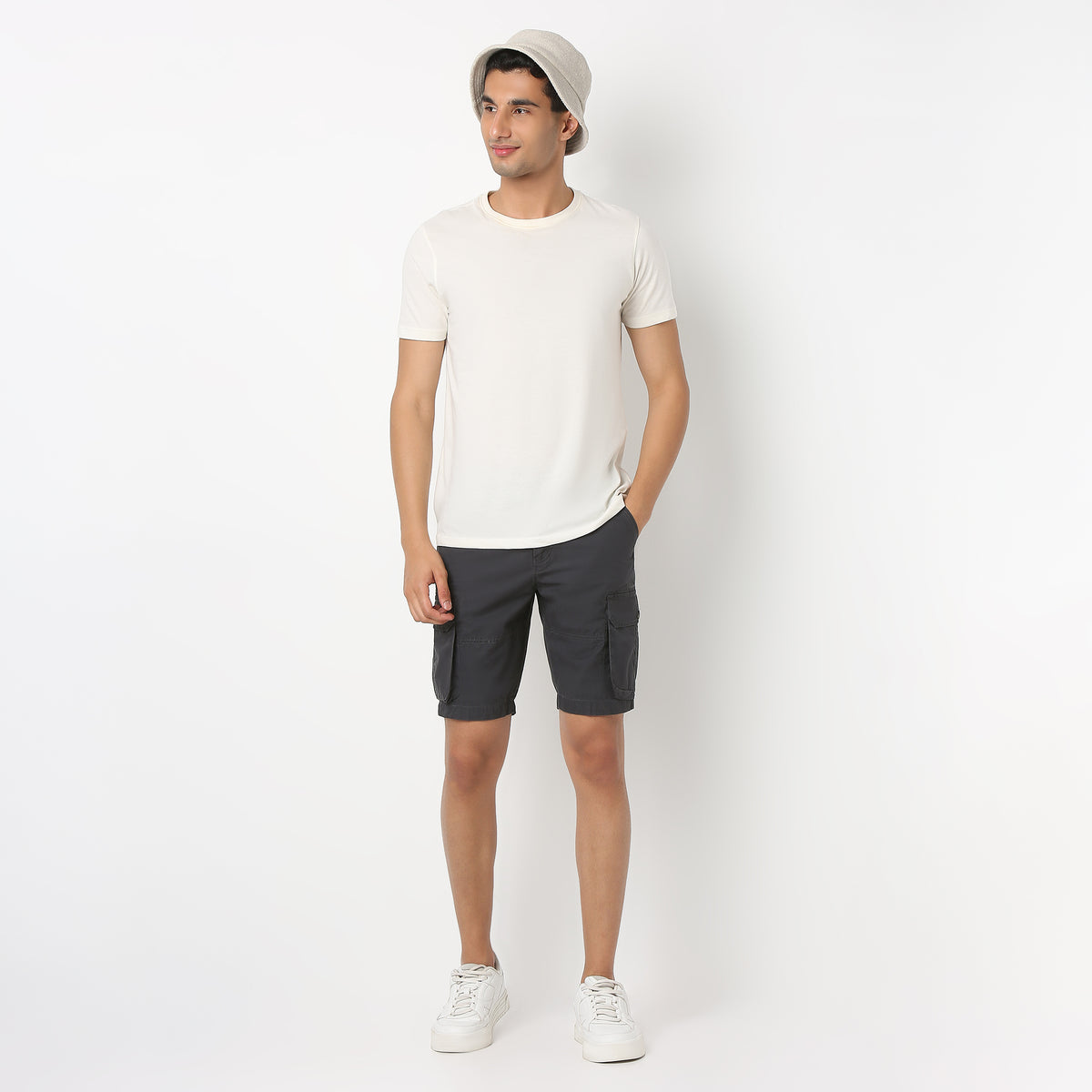 Cotton Heavy Duty Regular Fit Shorts With Stitch Details