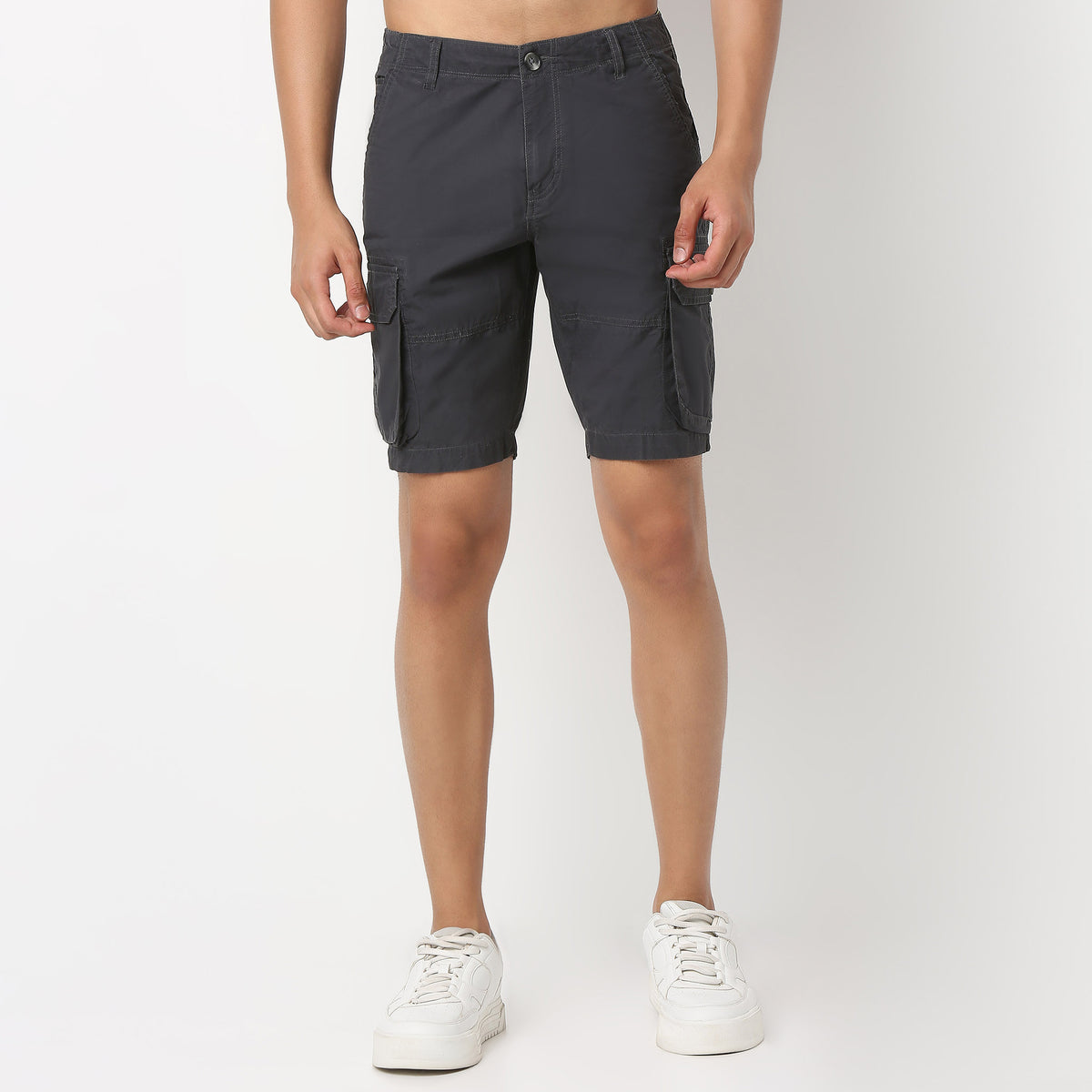 Cotton Heavy Duty Regular Fit Shorts With Stitch Details