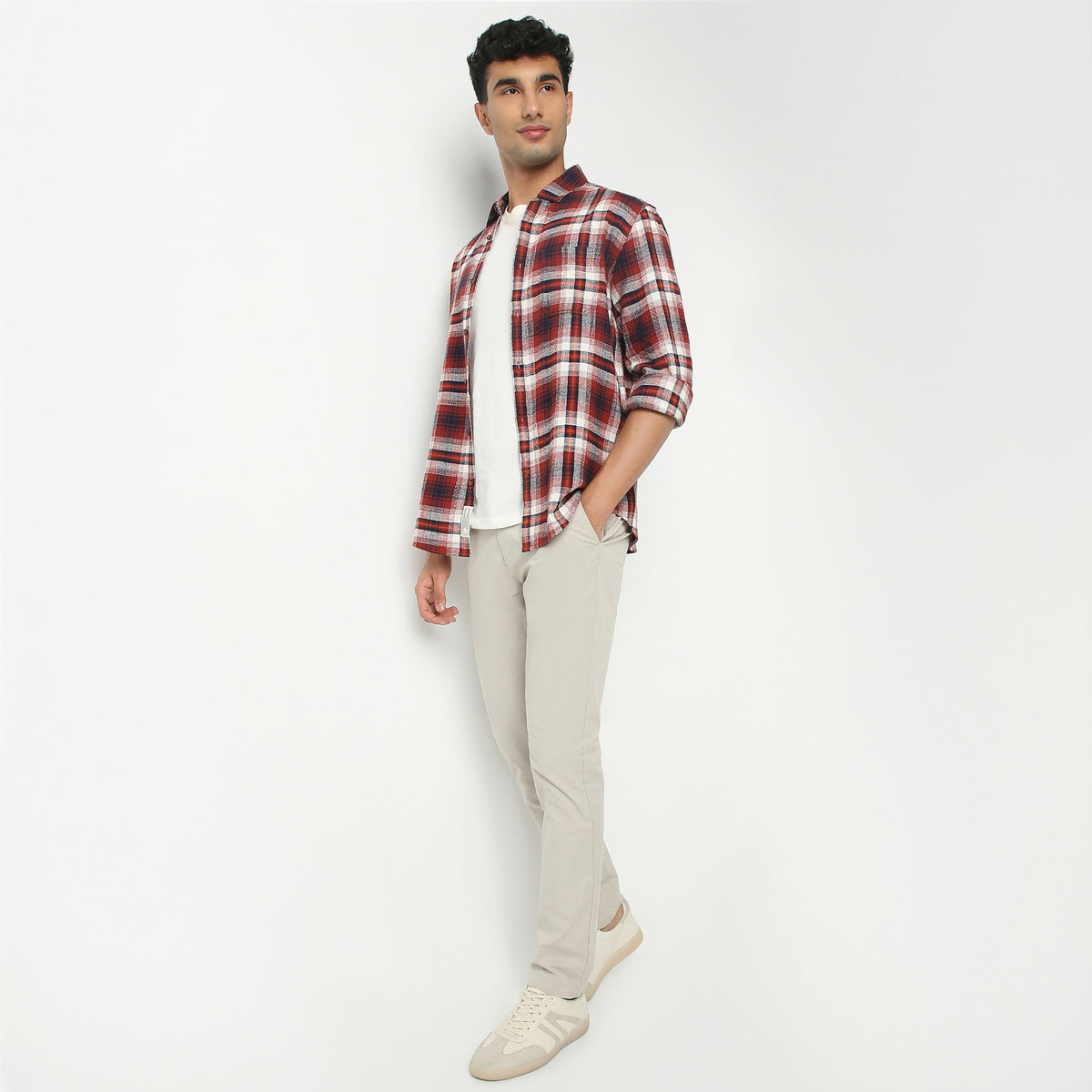 Regular Fit Checkered Shirt Collar Regular Length Shirt