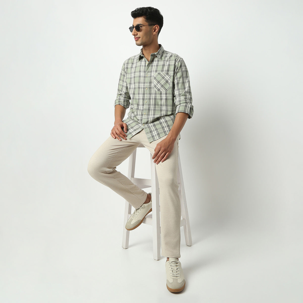 Regular Fit Checkered Shirt Collar Shirt