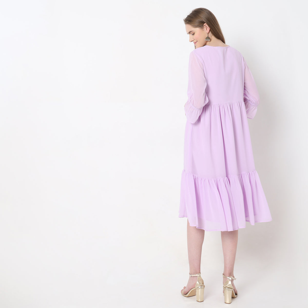 Mid Flare Solid Dress