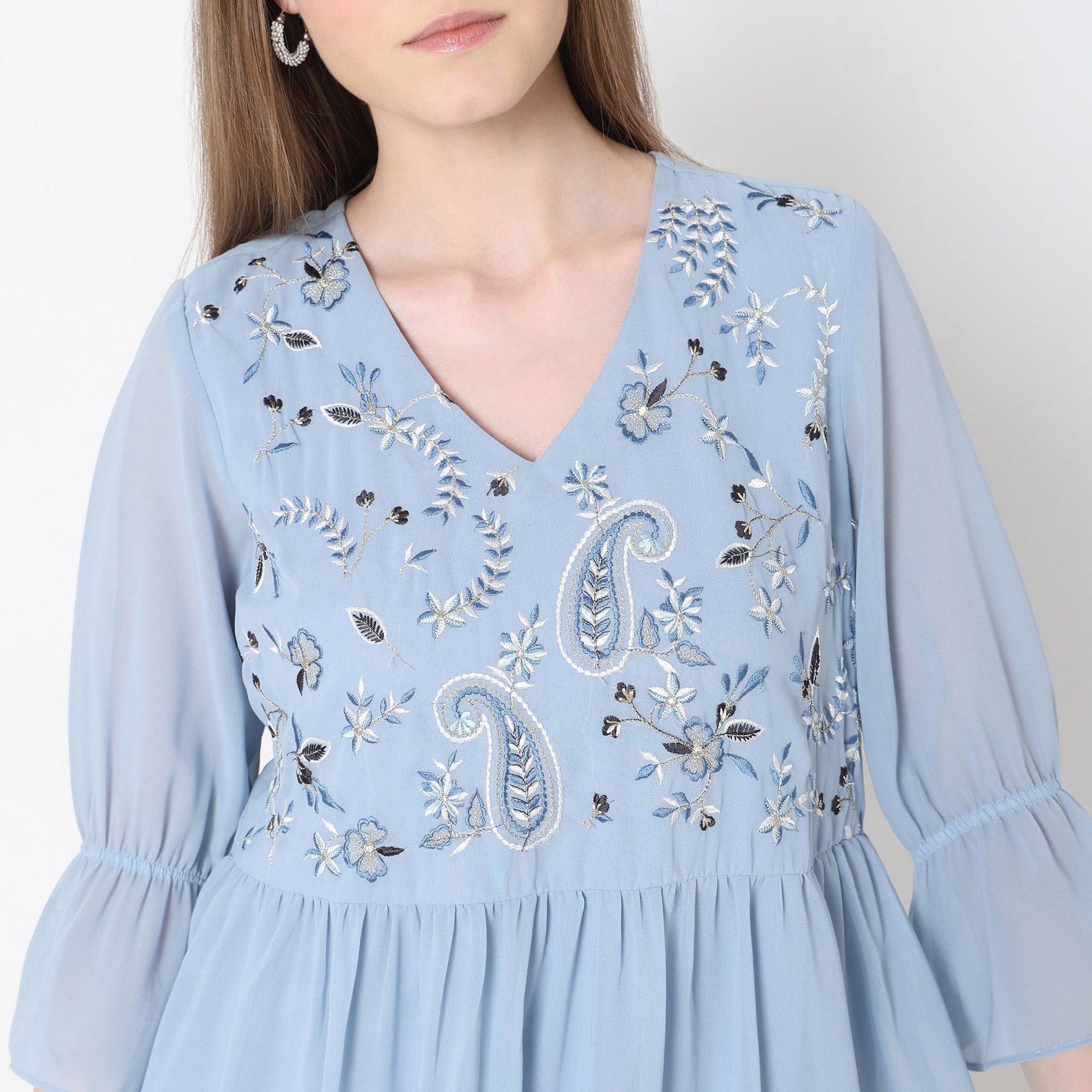Flare Fit Embroidered Dress