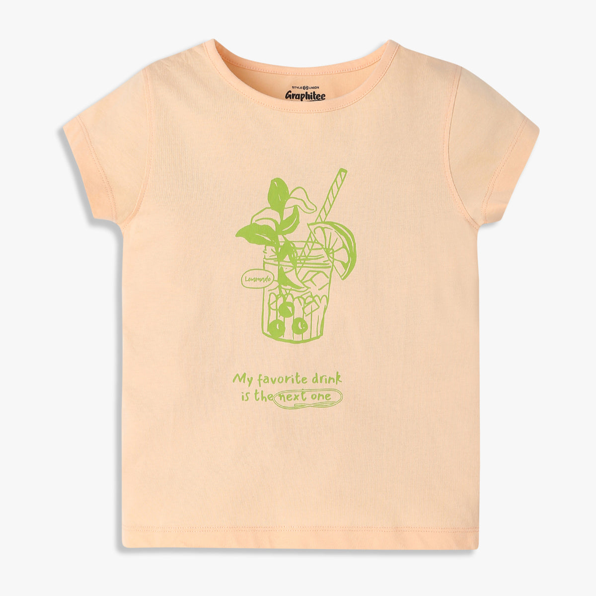 Girls Regular Fit Graphic Crew Neck T-Shirt