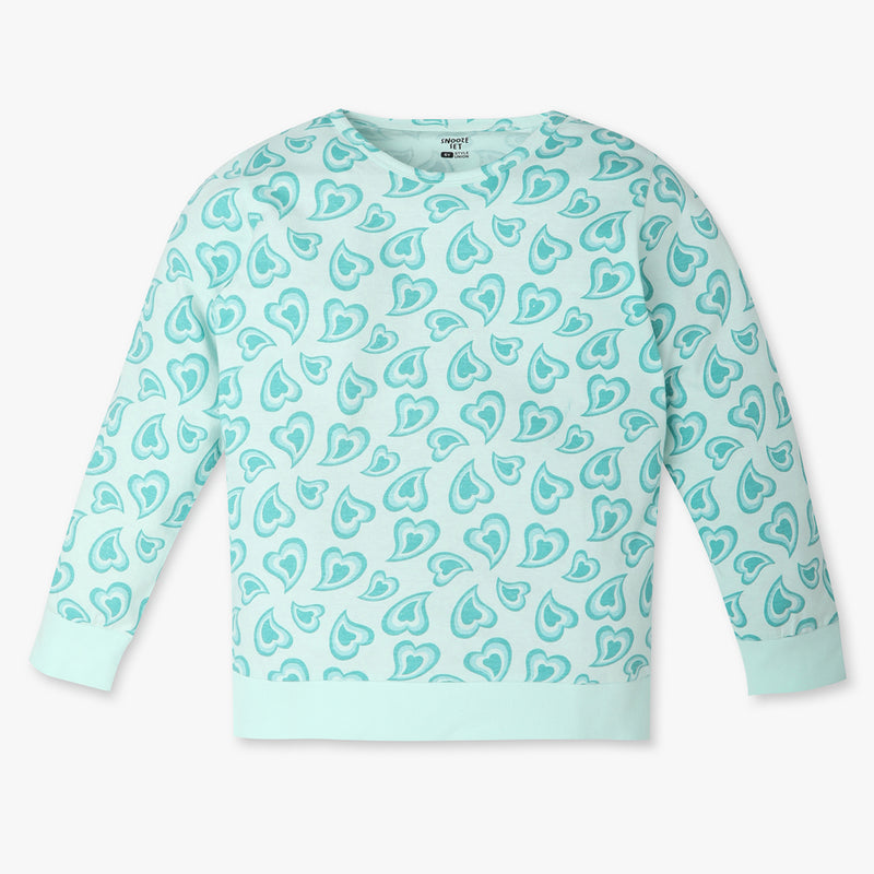 Girls Regular Fit All Over Print Crew Neck T-Shirt with Trackpant Sleepwear Set