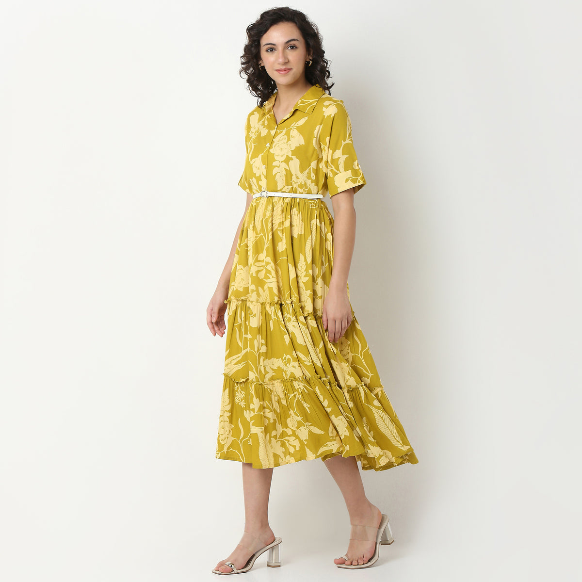 Printed Rayon Flared Dress