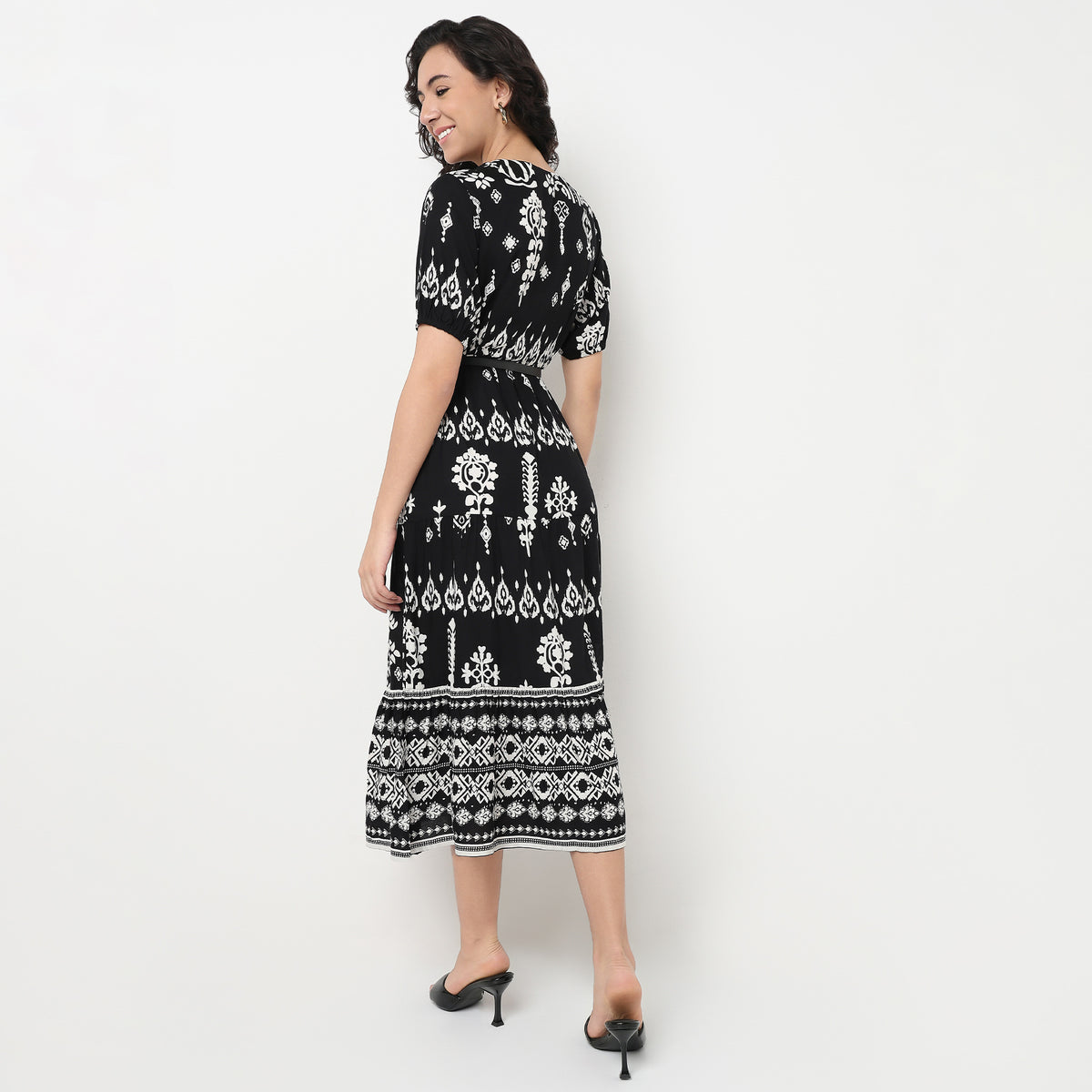 Order Now Women Printed V Neck Flared Flare Fit Ethnic Wear Dress by Style Union