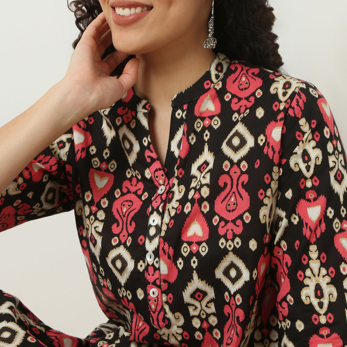 Half Placket Kurta-Cambric