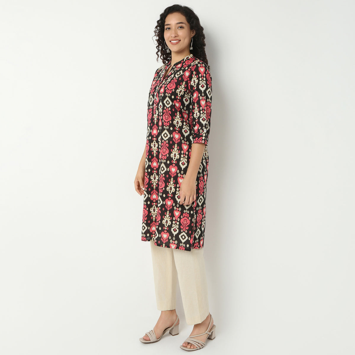 Half Placket Kurta-Cambric