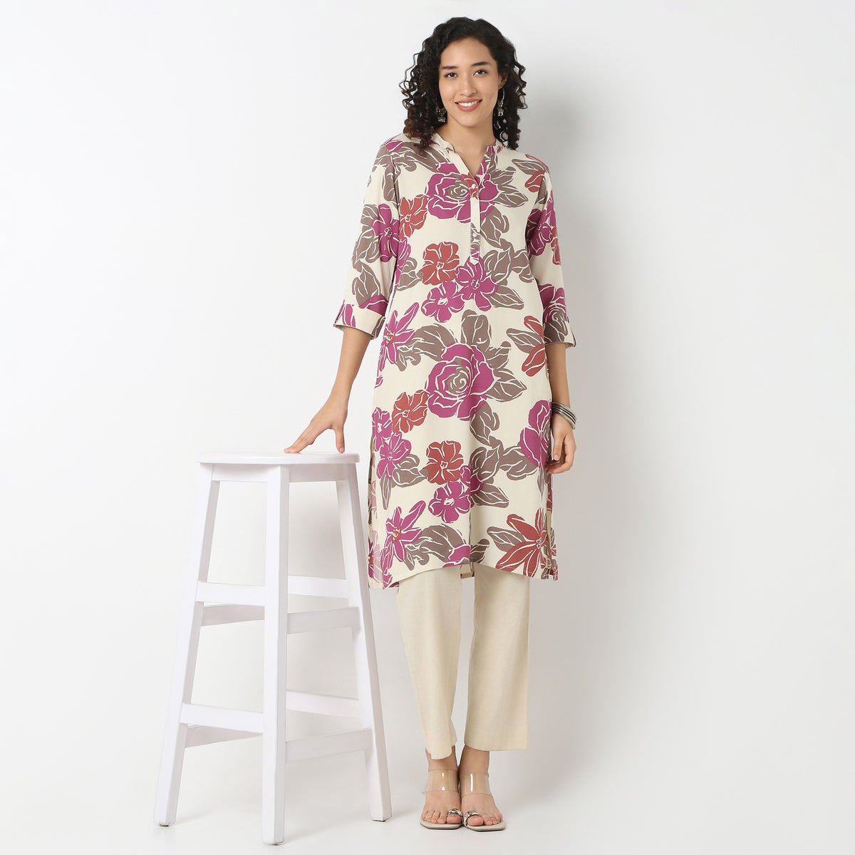 Half Placket Kurta-Rayon