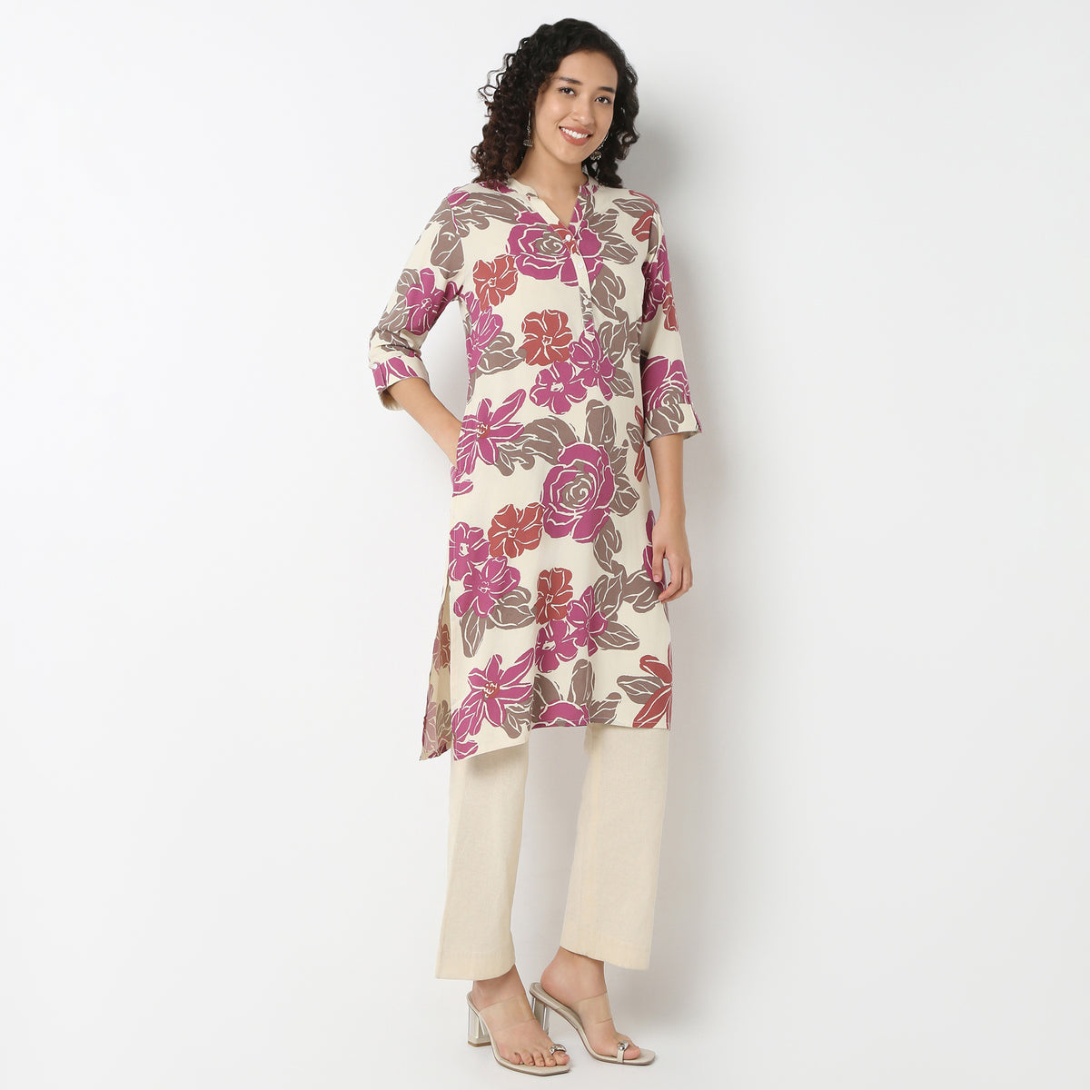 Half Placket Kurta-Rayon