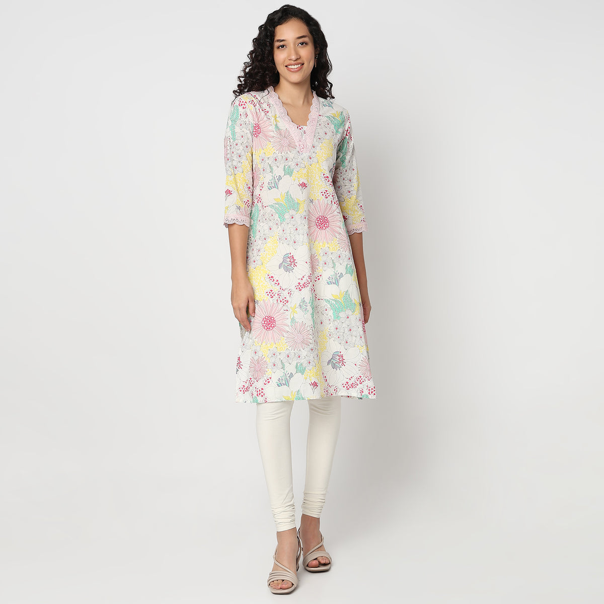 V-Neck Kurta with Long Lace
