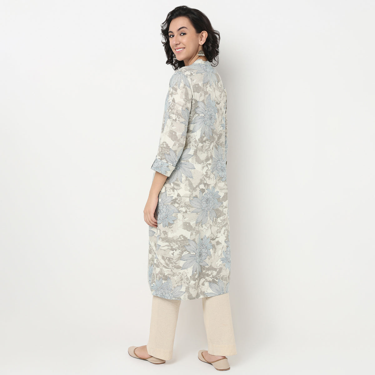 Order Now Women Printed Band Neck Straight Fit Ethnic Wear Kurta by Style Union