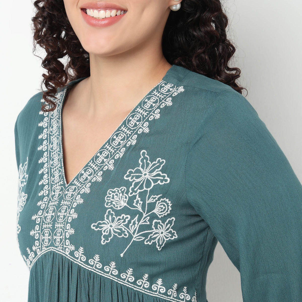 Alia Cut Top With Gathered Sleeve