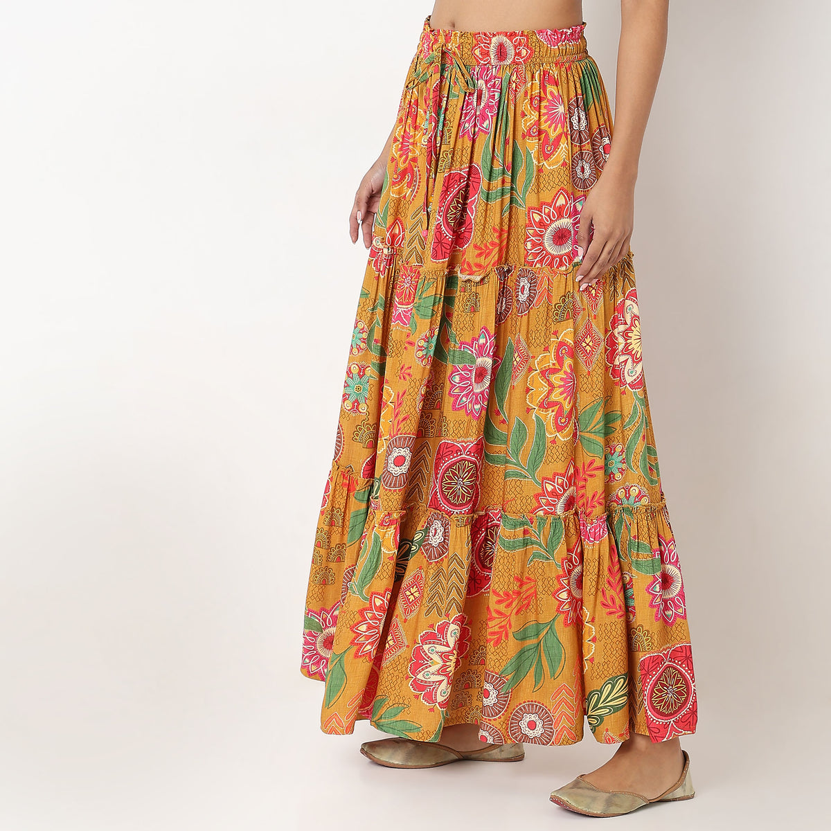 Flare Fit Printed Mid Rise Skirts