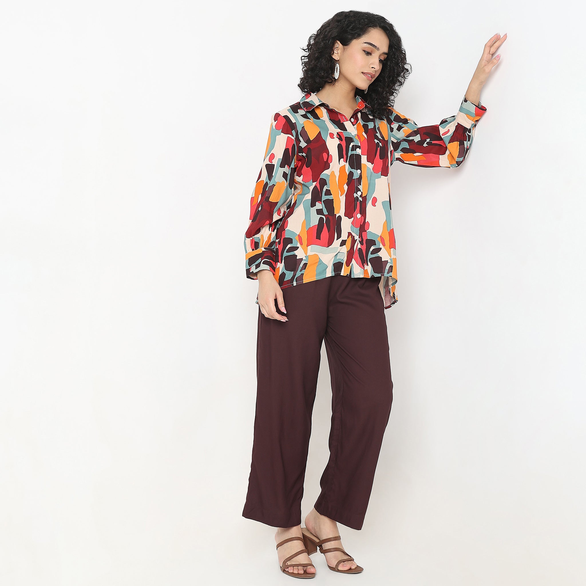 Flare Fit Printed Top with Palazzo Set