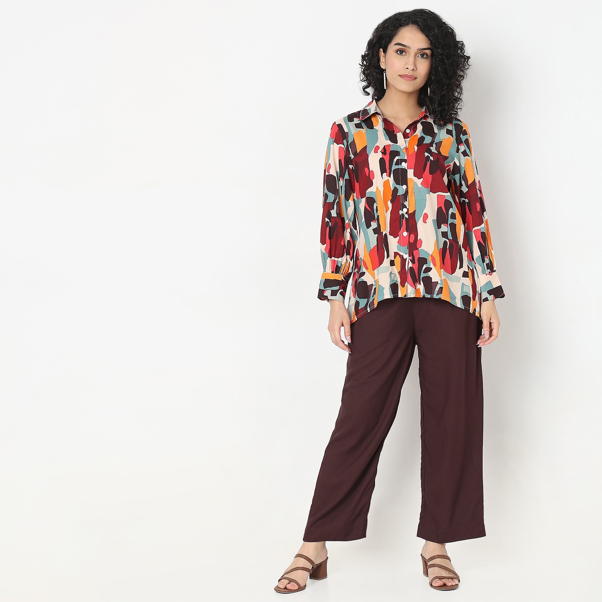 Flare Fit Printed Top with Palazzo Set