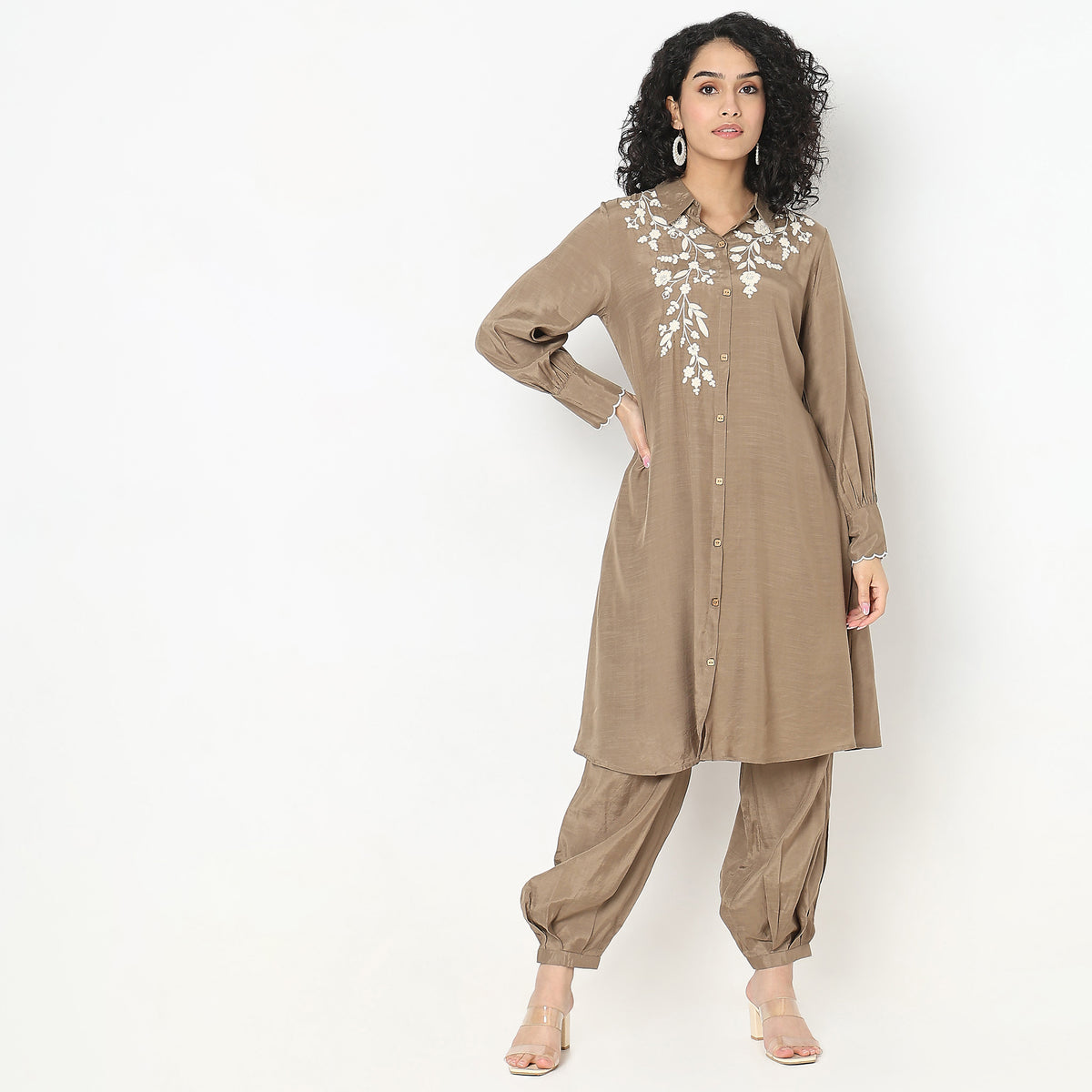 Regular Fit Embroidered Kurta with Pant Set