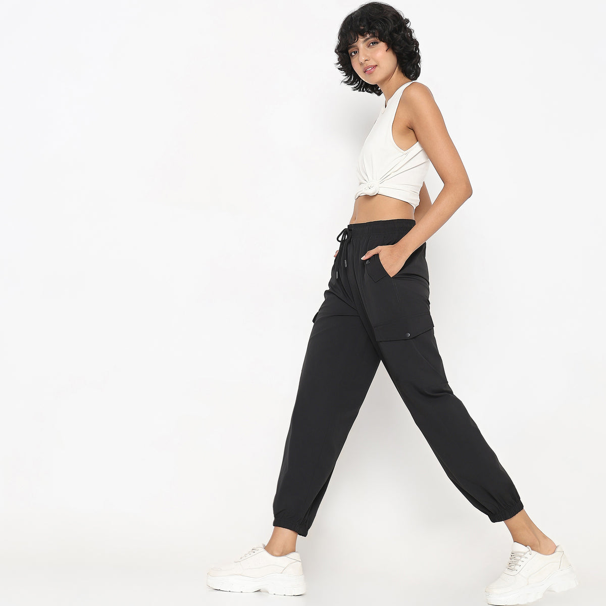 Solid Ribbed Joggers