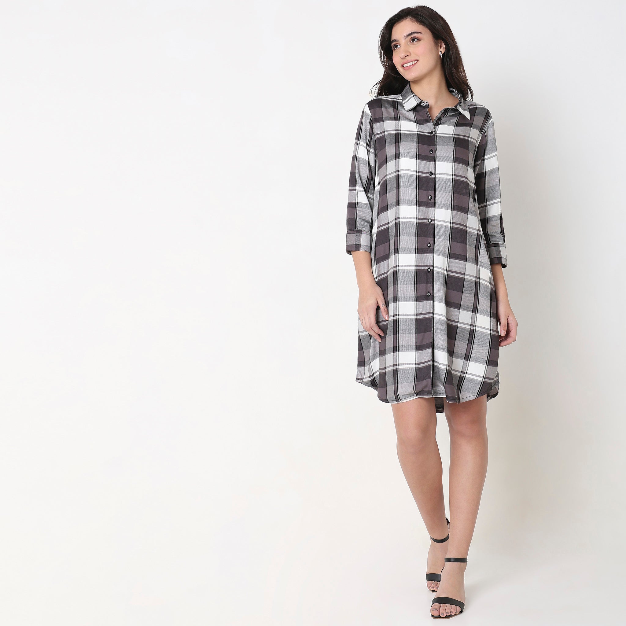 Regular Fit Checkered Gown