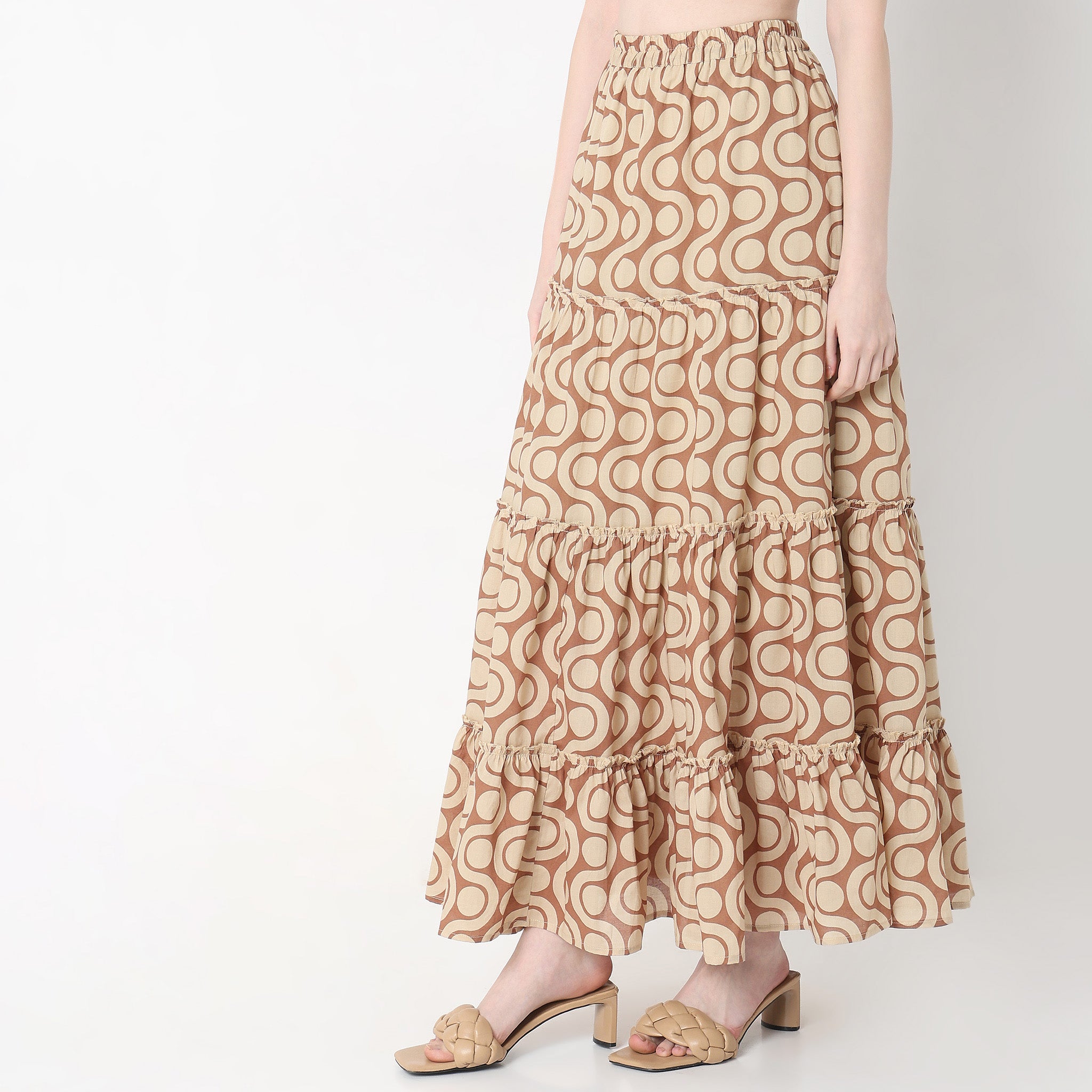 Flare Fit Printed Mid Rise Skirts