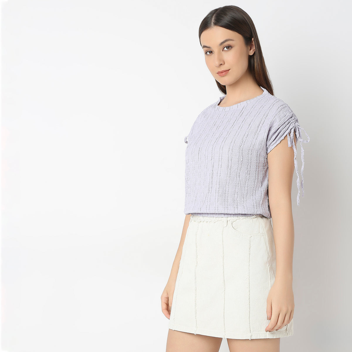 Betty Fashion Dolman Sleeve Top With Extended shoulder With Drawstring Tie Detail