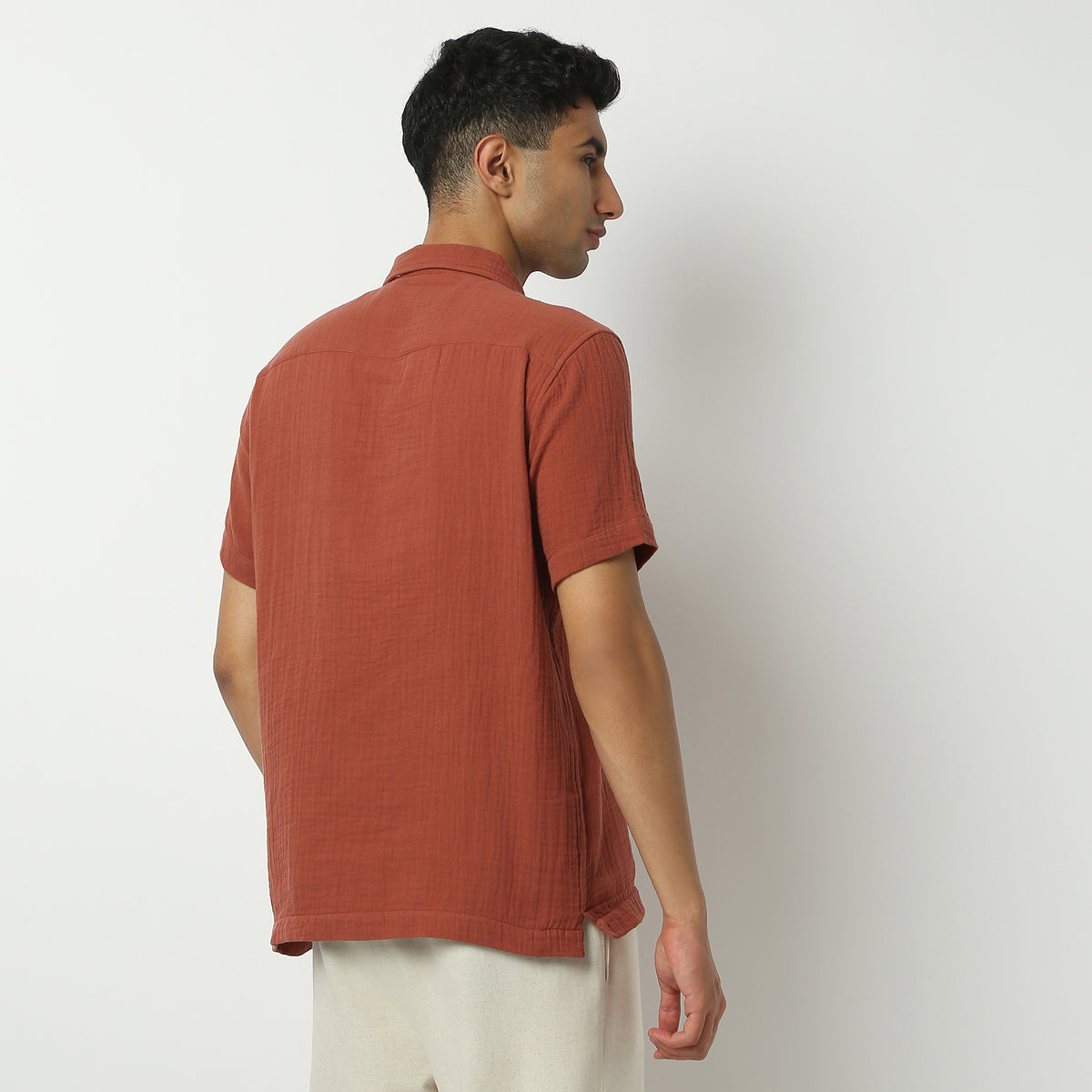 Regular Fit Solid Polo Neck Shirt