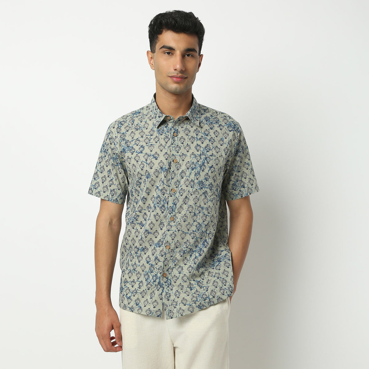 Regular Fit Printed Shirt Collar Shirt