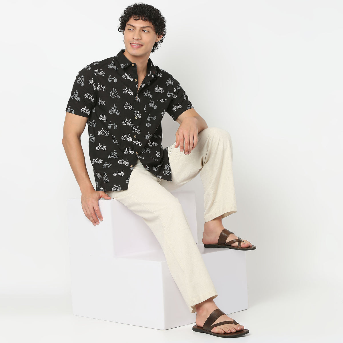 Collar Short Length Printed Shirt