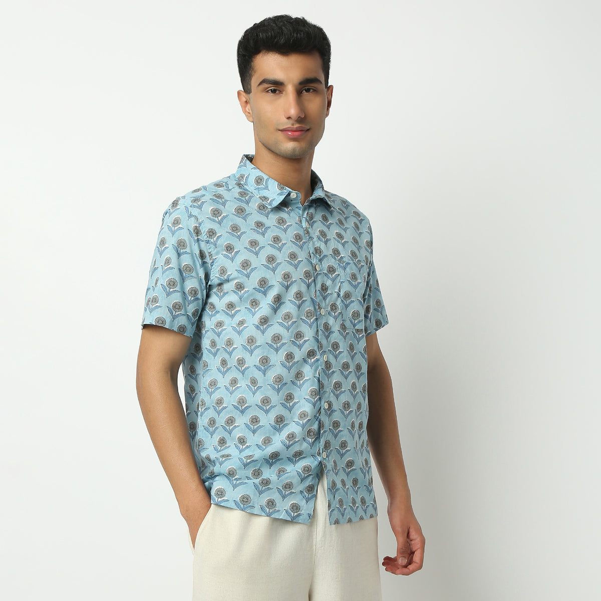 Regular Fit Printed Shirt Collar Shirt