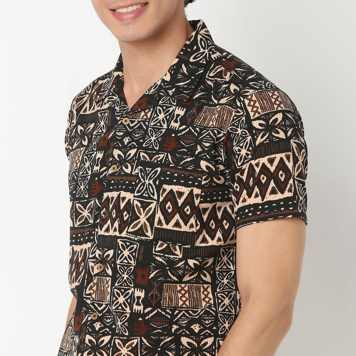Camp Collar Short Length Printed Relaxed Fit Shirt