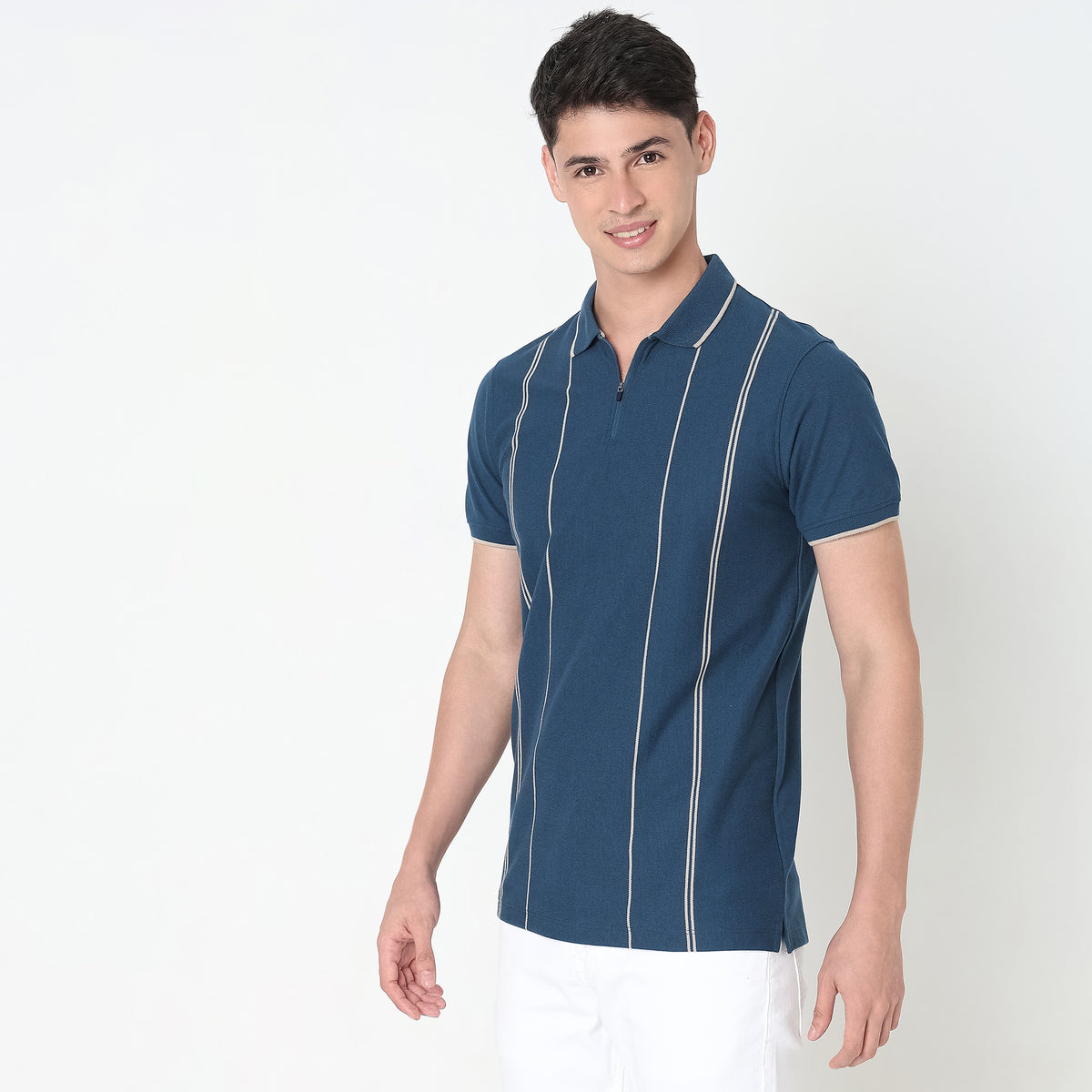 Regular Fit Striped Polo T-Shirt