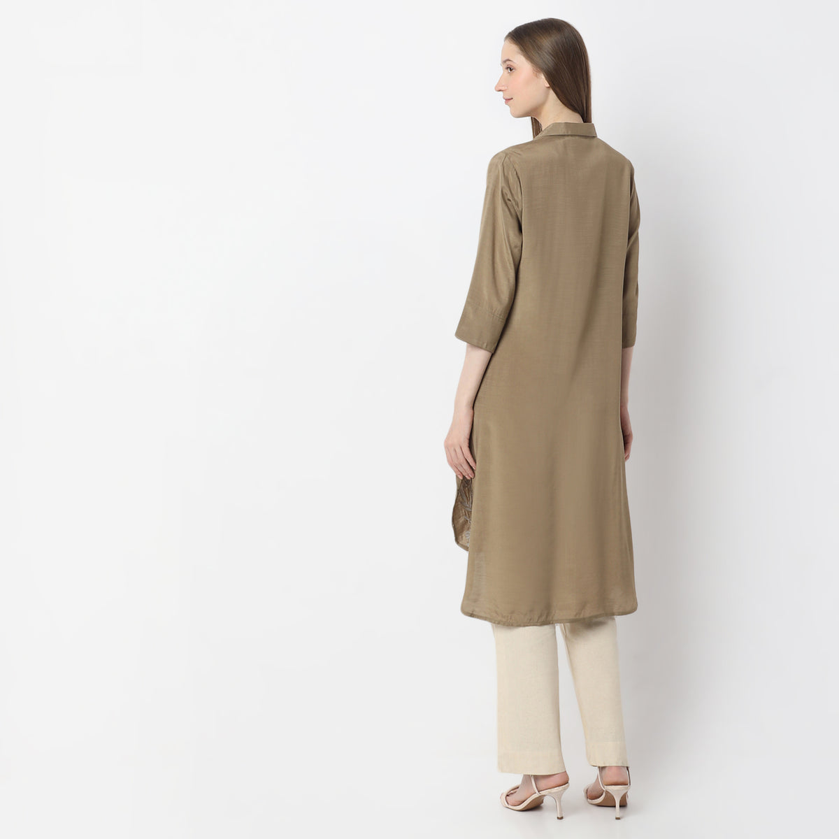 Embroidered Above Knee Flared Workday Staples High-Low Kurta