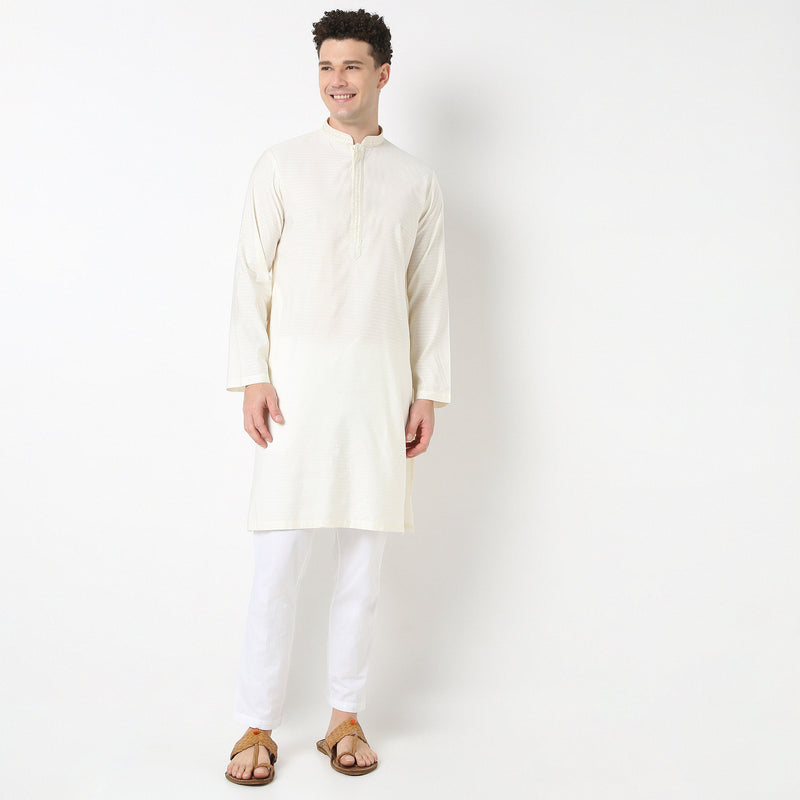 Jacquard Straight Long Kurta