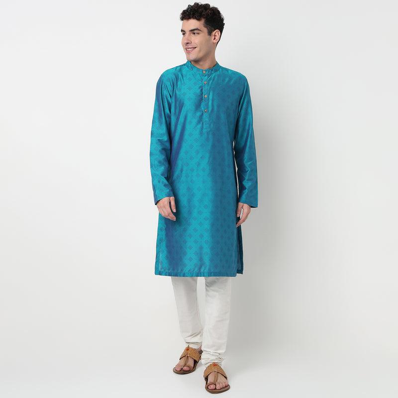 Buy Men Straight Fit Printed Full Sleeve Kurta  - Style Union