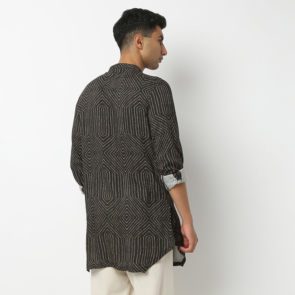 Regular Fit Printed Mandarin Collar Kurta