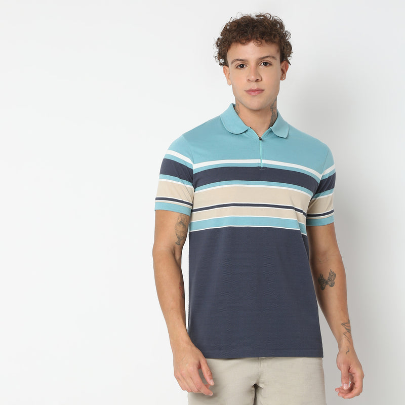 Regular Fit Striped Polo T-Shirt