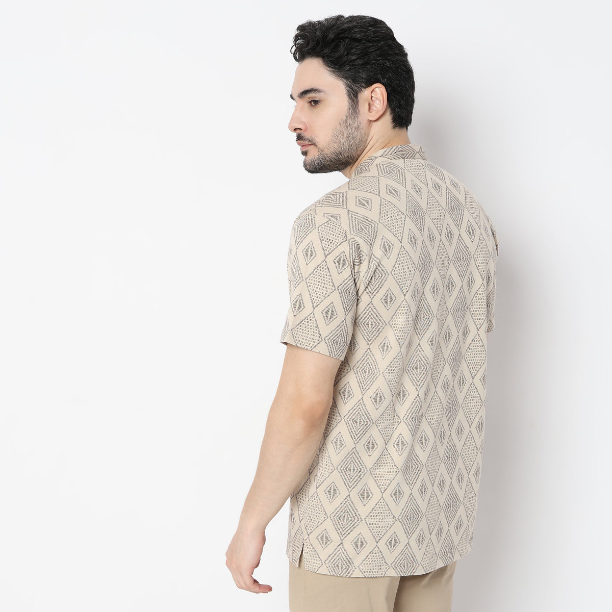 Regular Fit Printed Mandarin Collar Kurta