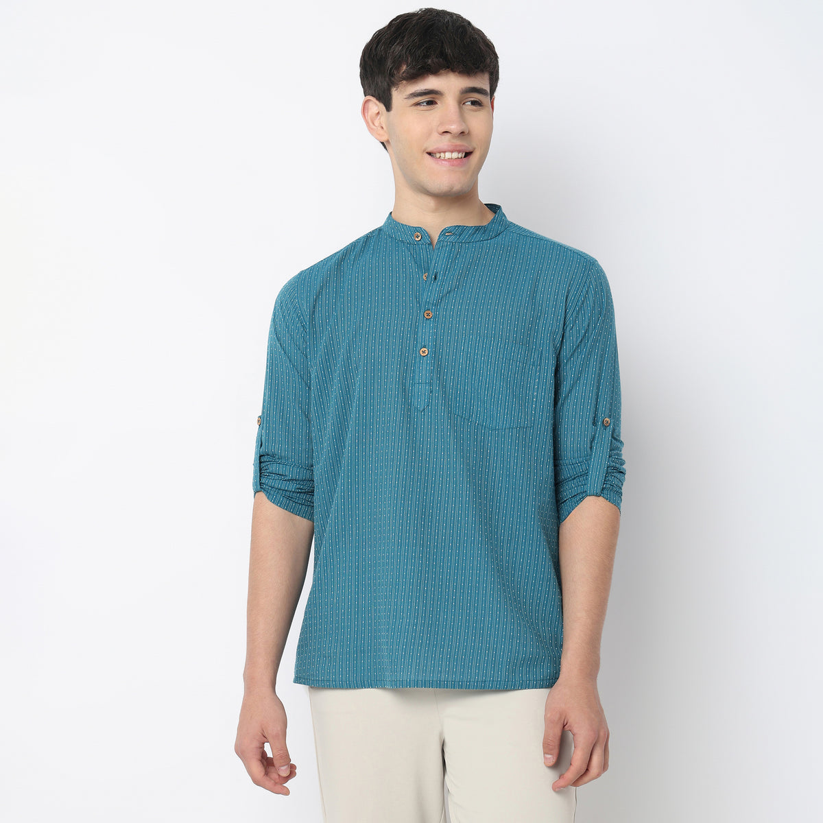 Structured Cotton Short Kurta